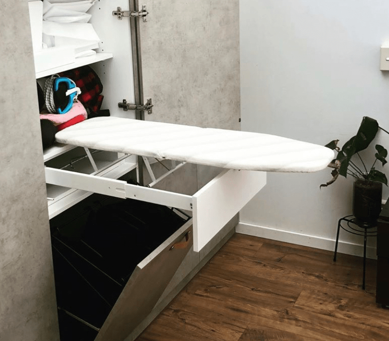 Integrated ironing board